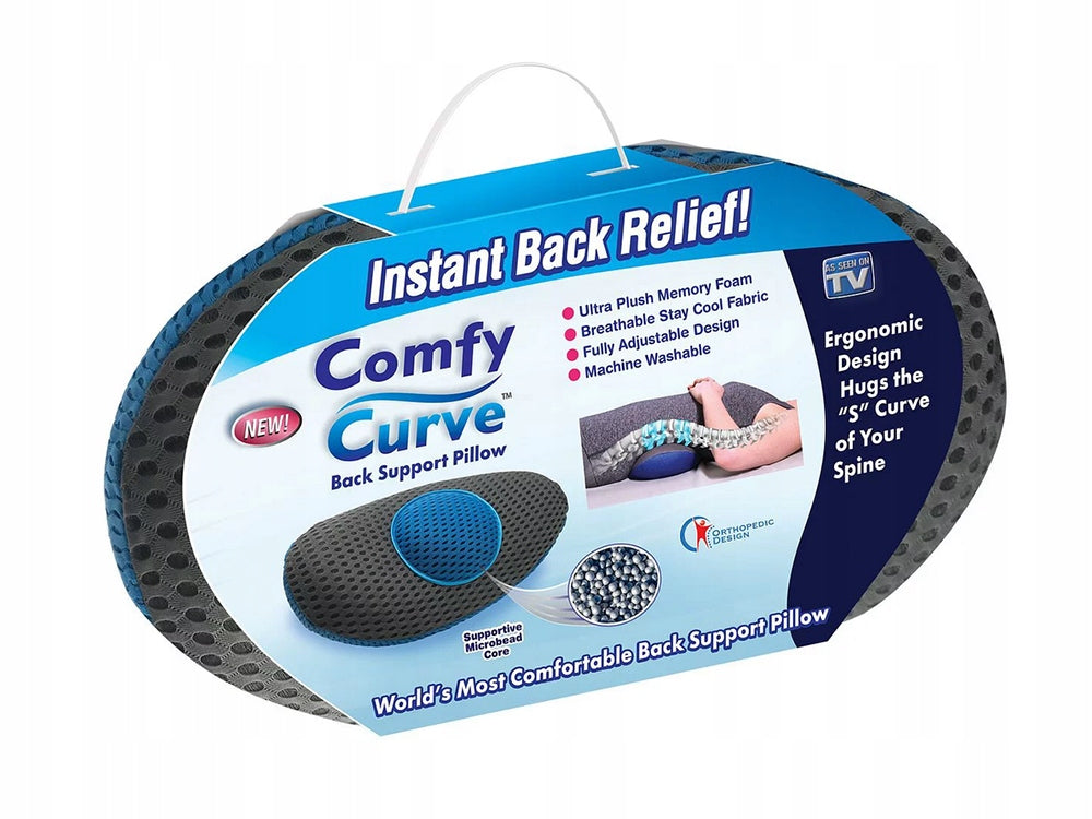 Soporte lumbar que alivia tu espalda y transforma tu descanso – ComfyCurve™ con 50% de descuento.