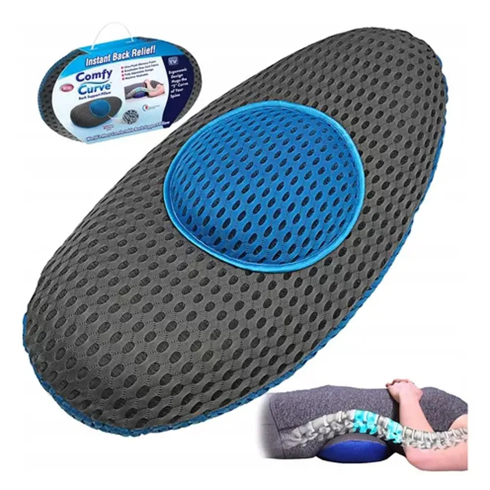 Soporte lumbar que alivia tu espalda y transforma tu descanso – ComfyCurve™ con 50% de descuento.