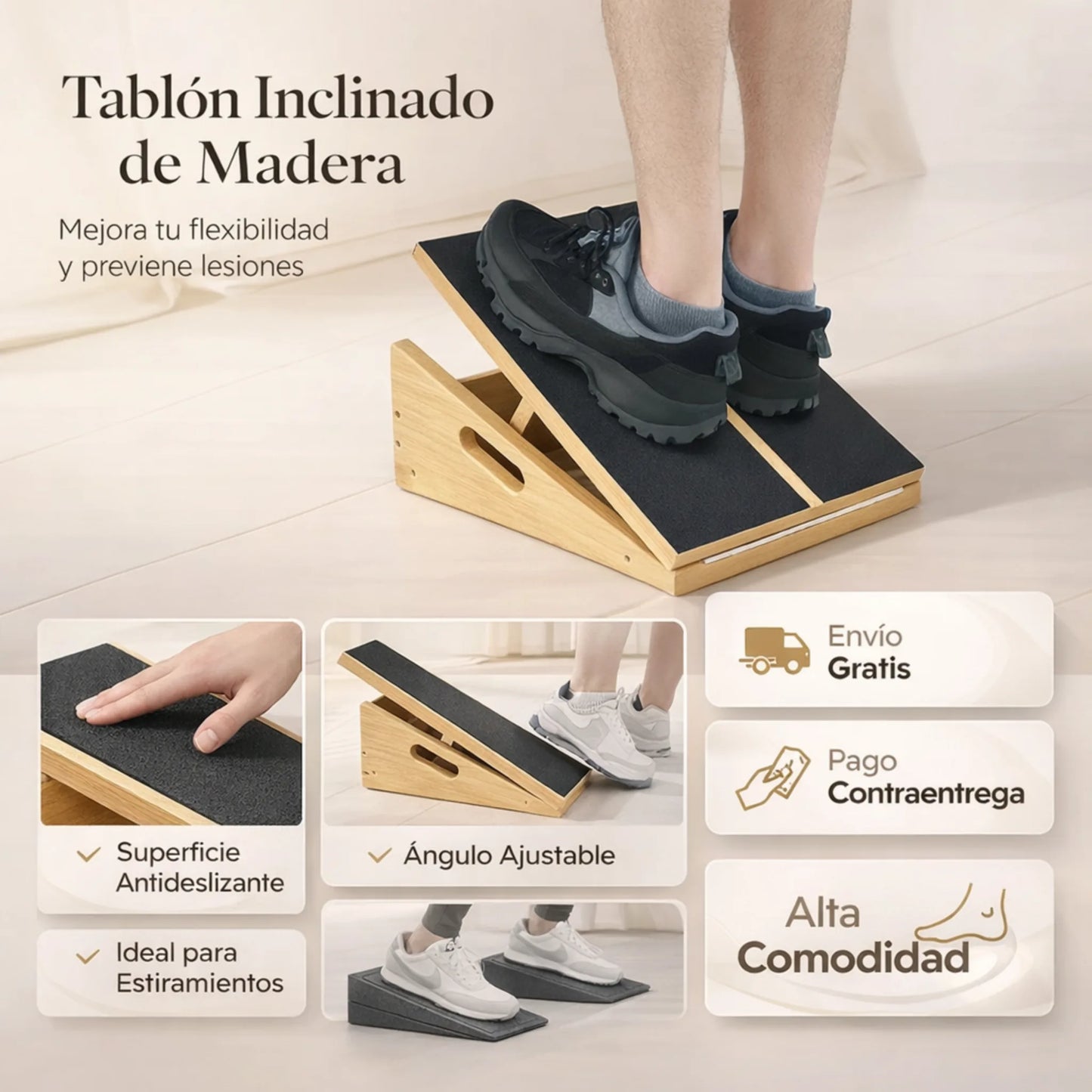No más dolor ni molestias en tus pies, estira, relaja y recupera, veras resultados desde la segunda semana.