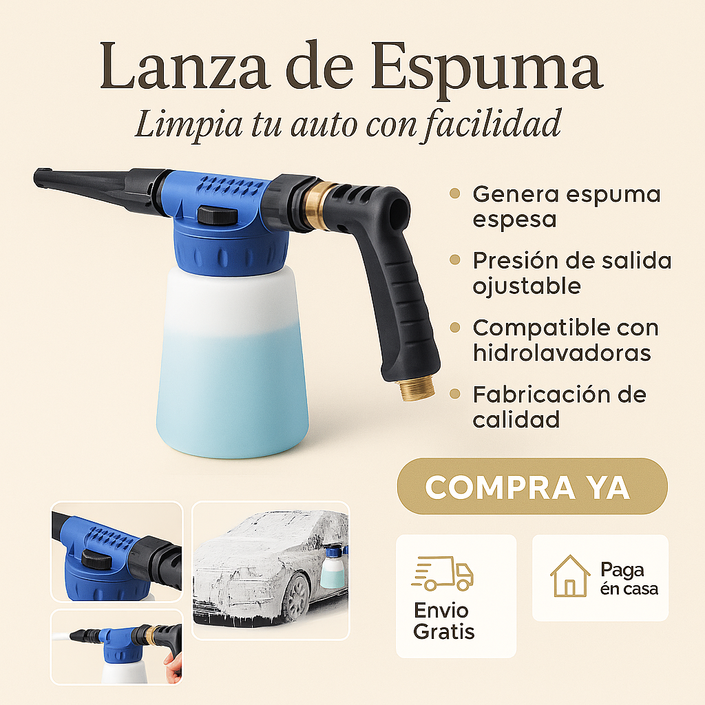 Limpia profundo, cuida la pintura y ahorra agua. JetWash™  Espumadora Importada Profesional. Oferta 40% OFF