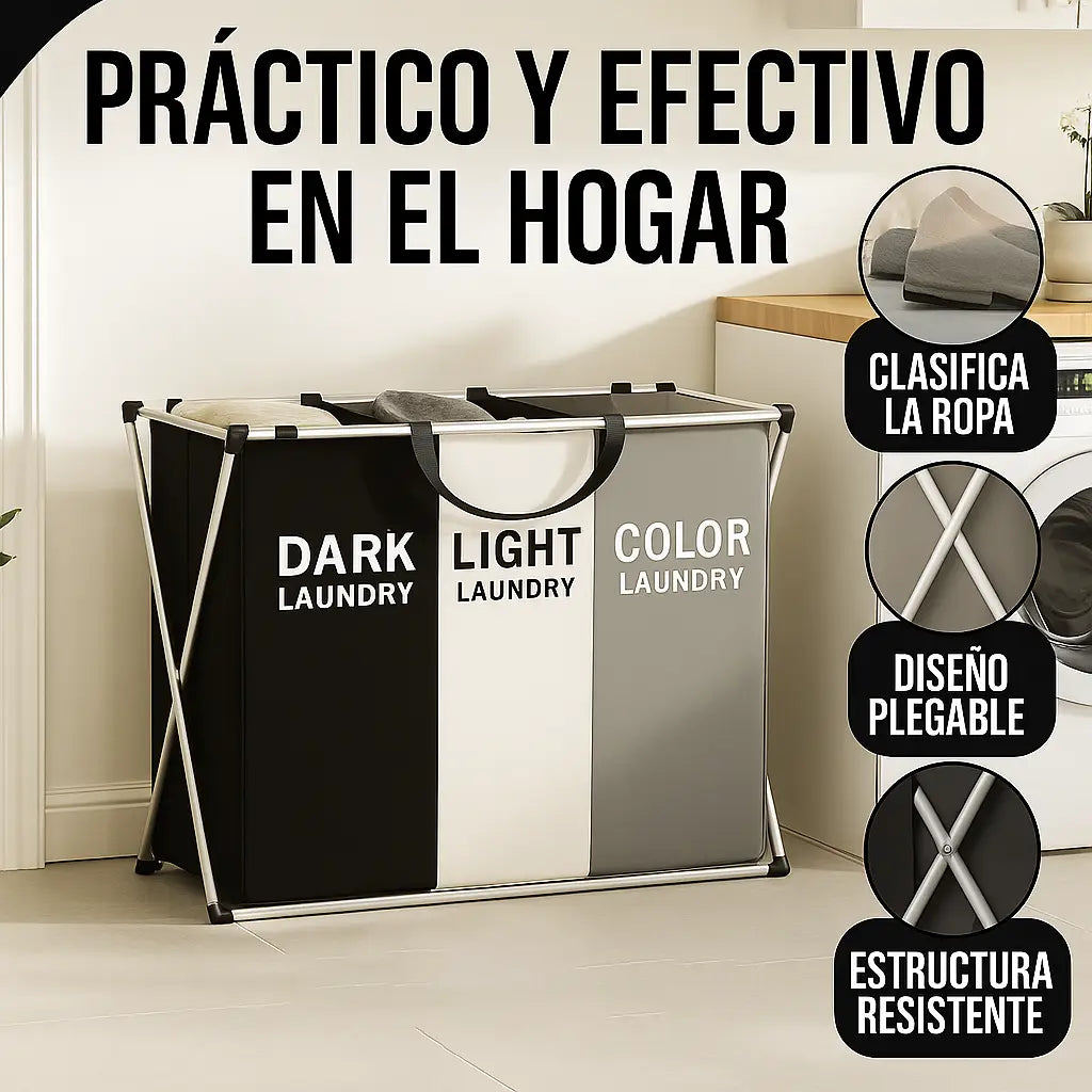 No mas desorden. Cesto Clasificador Lavandería 3 en 1 • Pide el tuyo hoy con Envío Gratis - 40% OFF