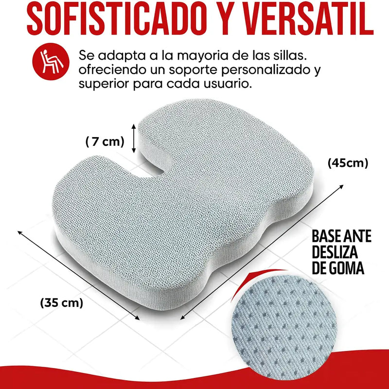 Persona usando cojín ergonómico