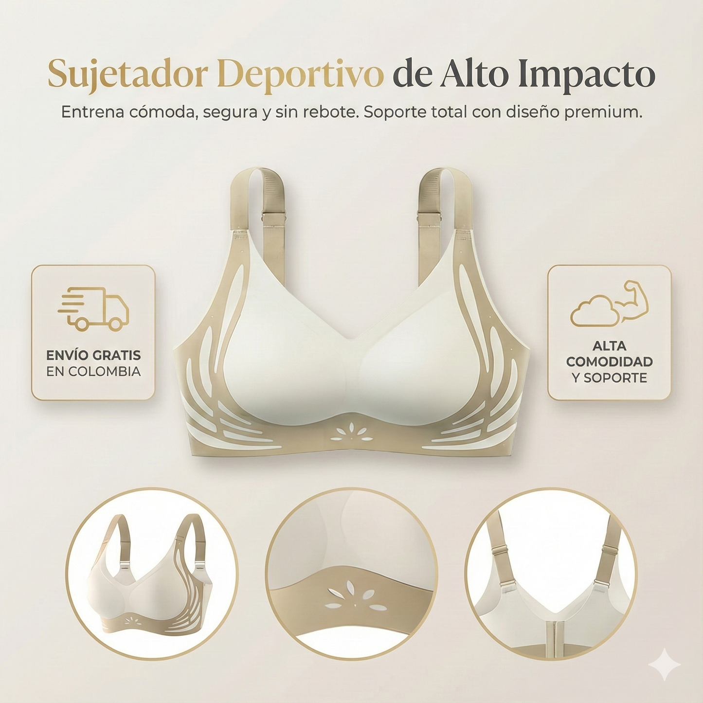¿Molestias y poco soporte al entrenar? Entrena cómoda, segura y sin rebote • Sujetador Deportivo AeroLift™ •  Stock limitado, Pide el tuyo hoy con Envío Gratis.