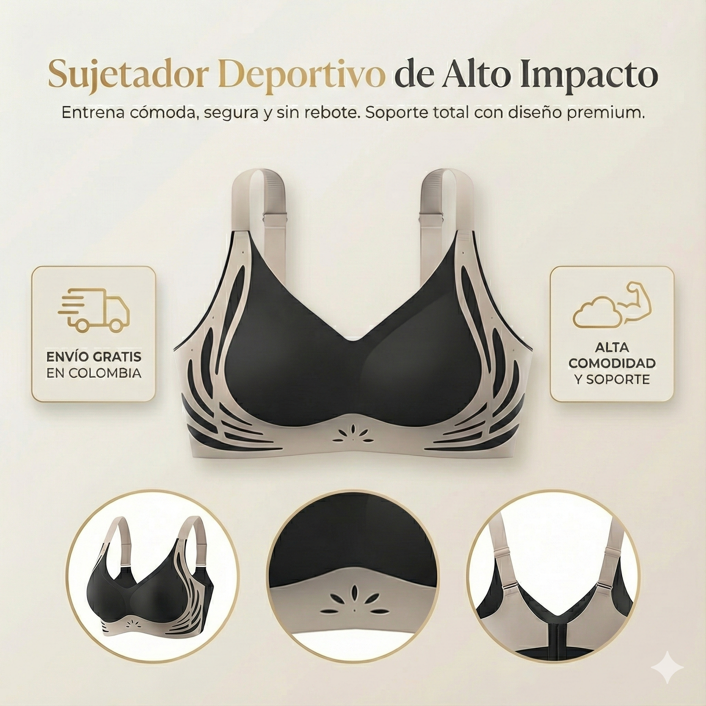 ¿Molestias y poco soporte al entrenar? Entrena cómoda, segura y sin rebote • Sujetador Deportivo AeroLift™ •  Stock limitado, Pide el tuyo hoy con Envío Gratis.