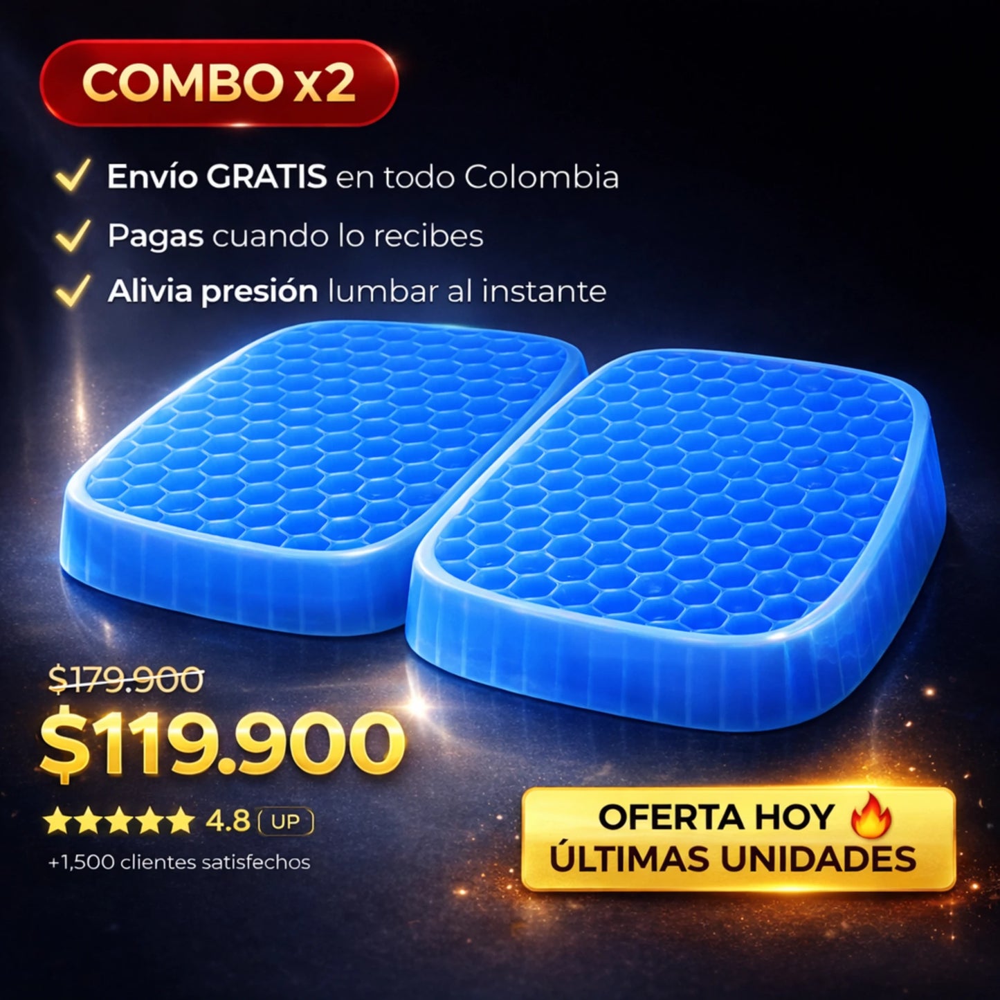 Cojín Ortopédico de Gel | Siéntate sin dolor – Vive con comodidad ✅ Oferta por tiempo Limitado.