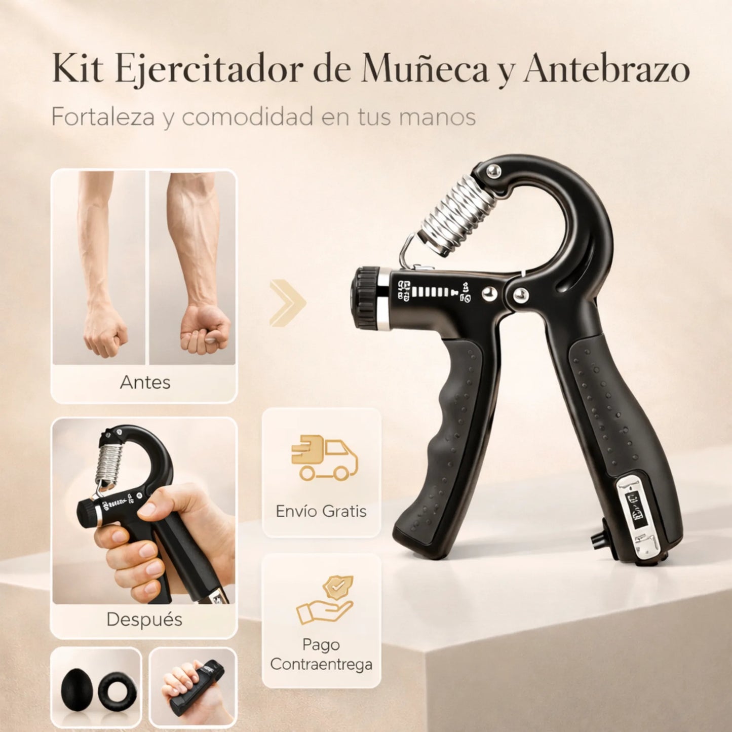 Kit 5 Piezas Profesional para Antebrazo antiestrés – Fuerza  y recuperación Real en semanas.