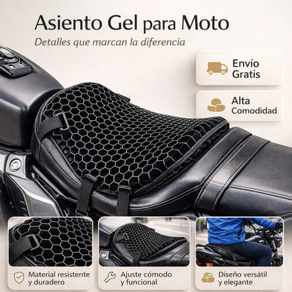 Asiento Gel Pro para Moto – Soporte Ergonómico Diseñado para trayectos prolongados
