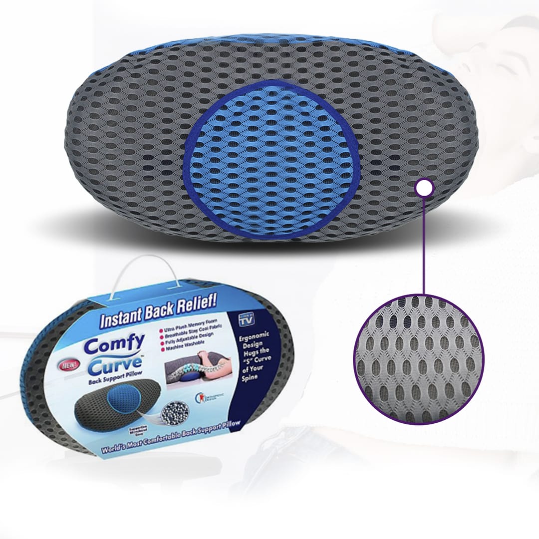 Soporte lumbar que alivia tu espalda y transforma tu descanso – ComfyCurve™ con 50% de descuento.